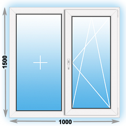 Пластиковое окно двустворчатое 1000x1500